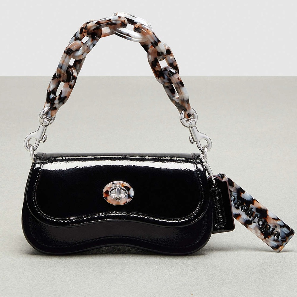 Coach CQ853 Mini Wavy Dinky Convertible Crossbody – Black Patent Leather (NWT)